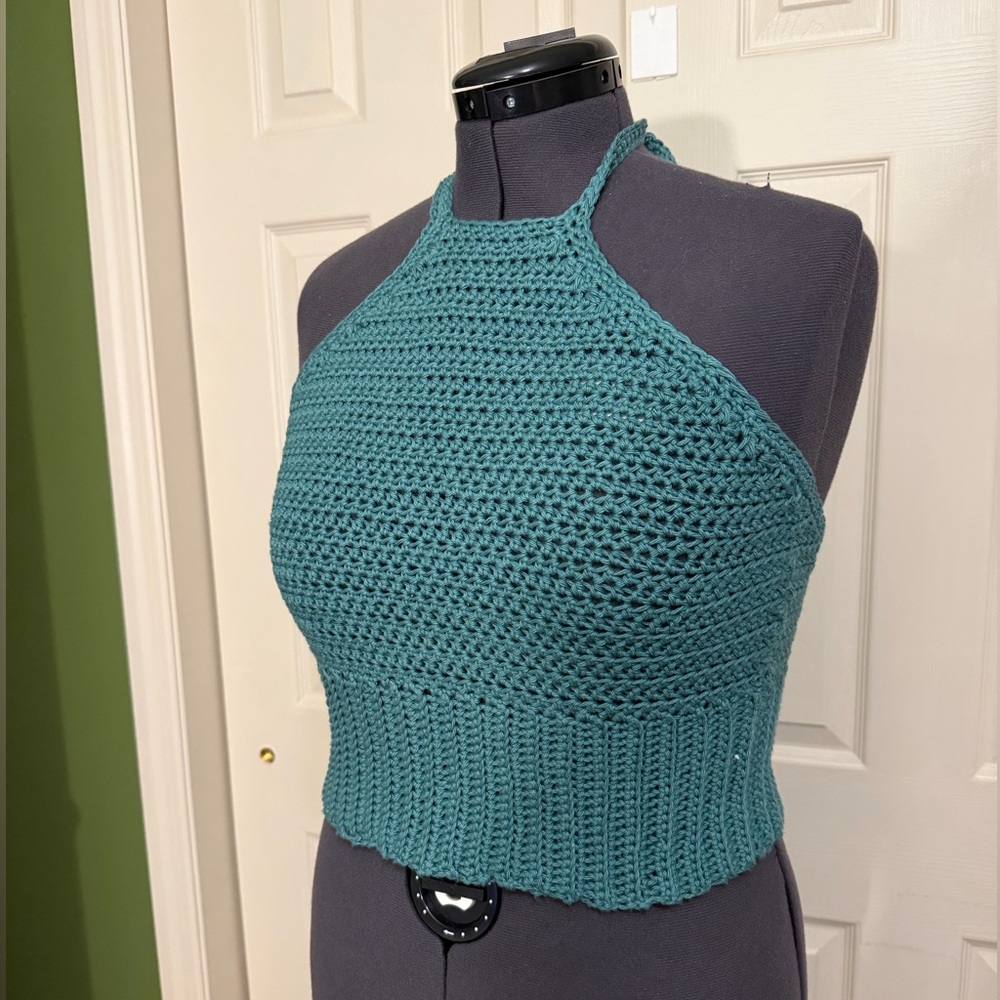 Dark Teal Hand Crocheted Halter Top